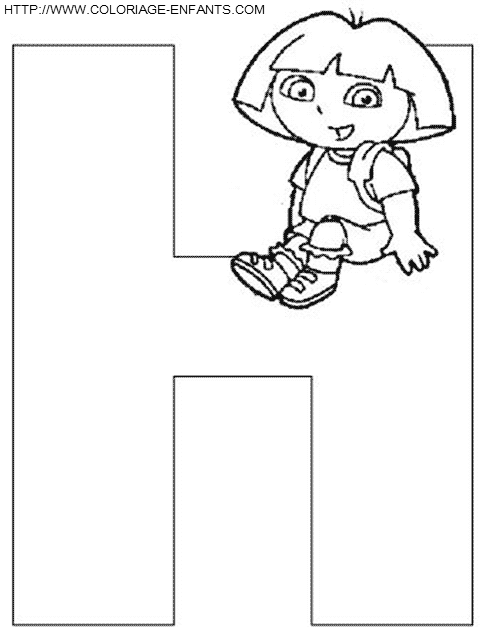 Alphabet Dora The Explorer coloring