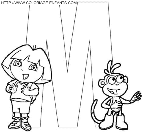 Alphabet Dora The Explorer coloring