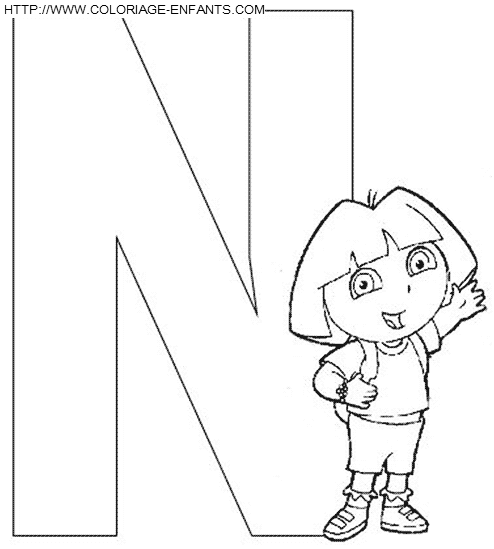 Alphabet Dora The Explorer coloring