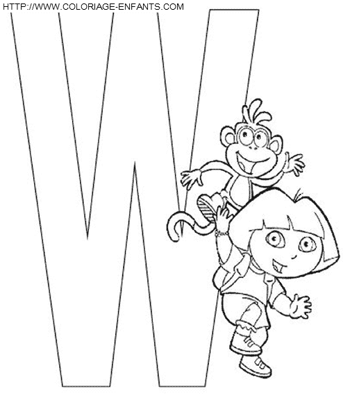 Alphabet Dora The Explorer coloring