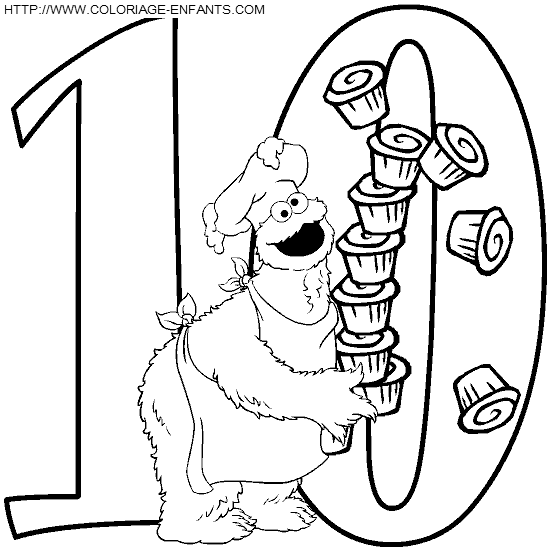 Numbers Sesame Street coloring