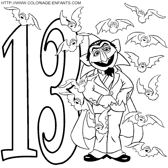 Numbers Sesame Street coloring