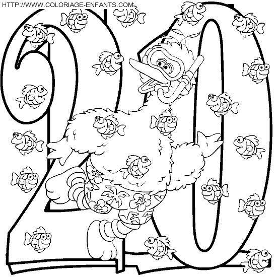 Numbers Sesame Street coloring