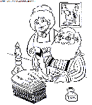 christmas santa claus house coloring