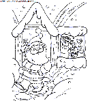 christmas santa claus house coloring