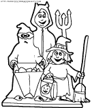 children in halloween costumes coloring